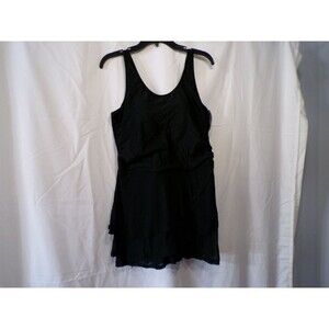 VIMPUNEC XL Black Swimdress Layered One Piece Swim Dress